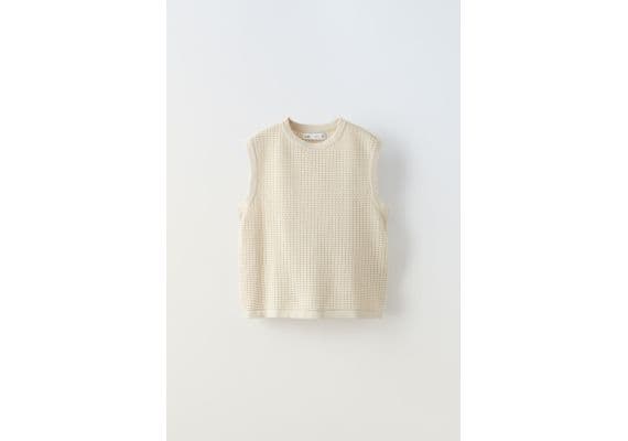 Zara Жилет open-knit , Цвет: Бежевый, Размер: 6-7 лет (120 см)