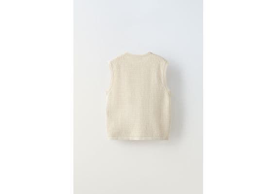 Zara Жилет open-knit , Цвет: Бежевый, Размер: 6-7 лет (120 см), изображение 2