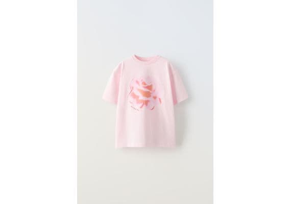 Zara Футболка с розой , Цвет: Розовый, Размер: 6-7 лет (120 см)