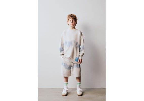 Zara Плюшевые бермуды с разделителем tie-dye , Цвет: Синий, Размер: 6 лет (116 см)