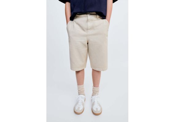 Zara Полные шорты true neutrals long bermuda shorts , Цвет: Бежевый, Размер: 6 лет (116 см), изображение 2