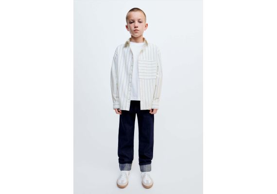 Zara Рубашка в полоску с карманом для нейтралов , Цвет: Синий, Размер: 6-7 лет (120 см)