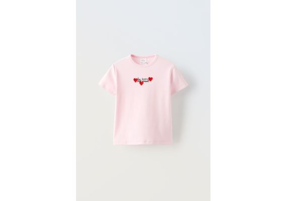 Zara Футболка с бисерным декором , Цвет: Розовый, Размер: 6-7 лет (120 см)