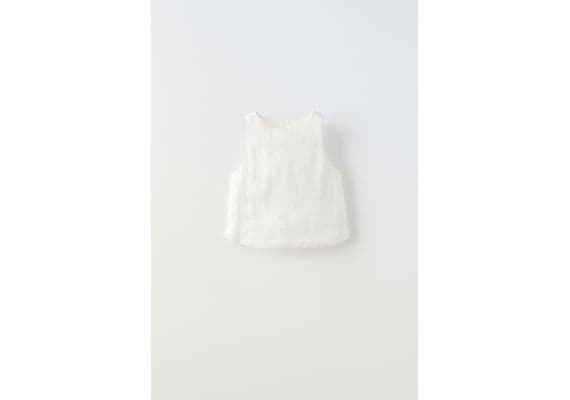 Zara Мы оставляем рабочий отделитель linen cape top , Цвет: Белый, Размер: 6 лет (116 см), изображение 3