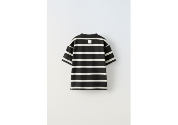 Zara Полосатая футболка из тяжелого хлопка с ярлыком , Цвет: multicolor, Размер: 9-10 лет (140 см), изображение 2