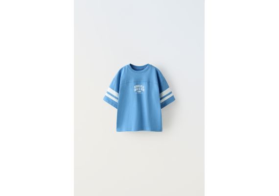 Zara Футболка с полосами varsity , Цвет: Синий, Размер: 3 лет (98 см)