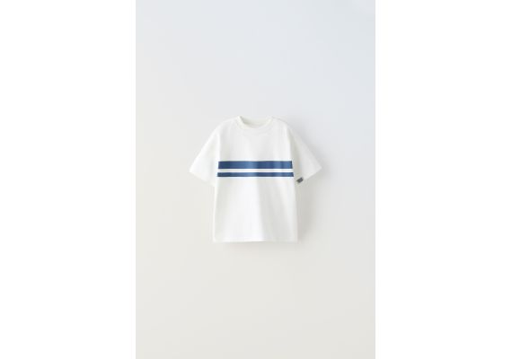 Zara Футболка varsity с полосами , Цвет: Белый, Размер: 1½ лет (86 см), изображение 2