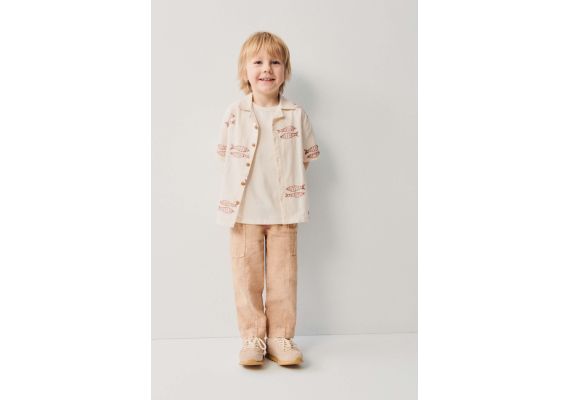 Zara Рубашка с вышивкой рыбы , Цвет: Бежевый, Размер: 3 лет (98 см), изображение 2