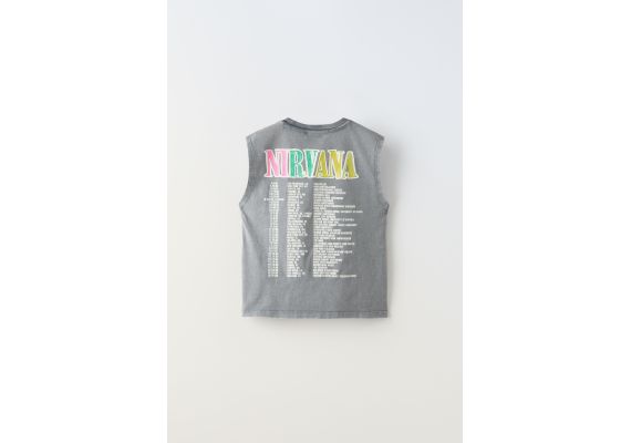 Zara Футболка без рукавов nirvana ® , Цвет: Серый, Размер: 8-9 лет (130 см), изображение 4