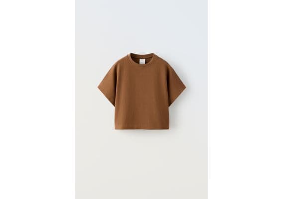 Zara Простая короткая футболка , Цвет: Коричневый, Размер: 6-7 лет (120 см)