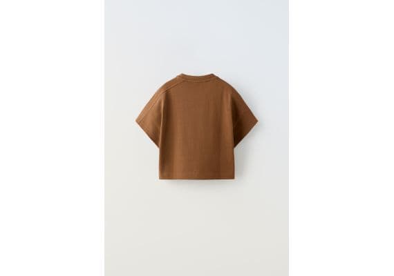 Zara Простая короткая футболка , Цвет: Коричневый, Размер: 6-7 лет (120 см), изображение 2