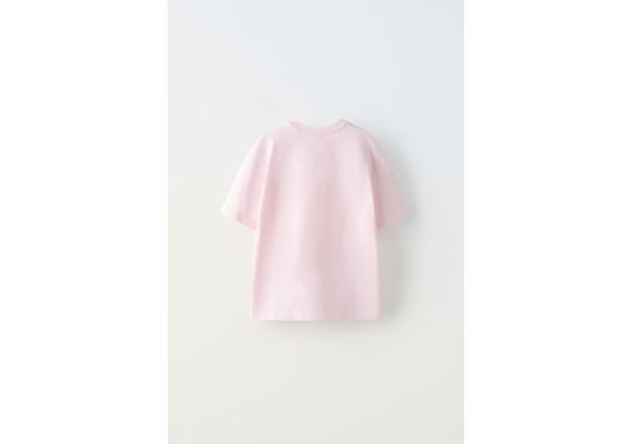 Zara Футболка с эффектом распыления и слоганом , Цвет: Розовый, Размер: 6-7 лет (120 см), изображение 4