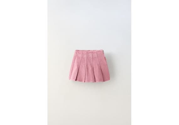 Zara Юбка denim box pleat skort , Цвет: Розовый, Размер: 13-14 лет (164 см)