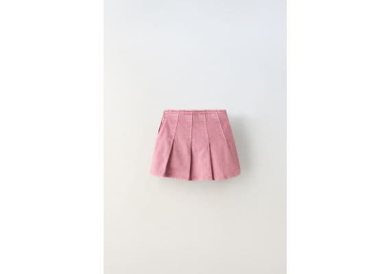 Zara Юбка denim box pleat skort , Цвет: Розовый, Размер: 13-14 лет (164 см), изображение 2