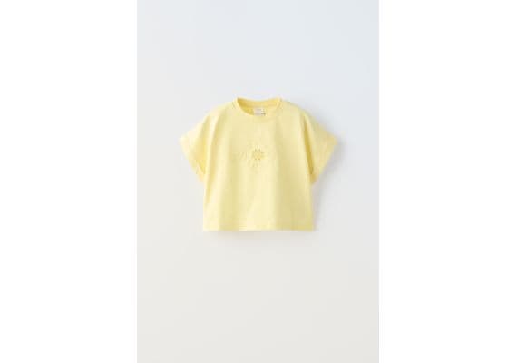 Zara Футболка с вышивкой , Цвет: Жёлтый, Размер: 6-7 лет (120 см)