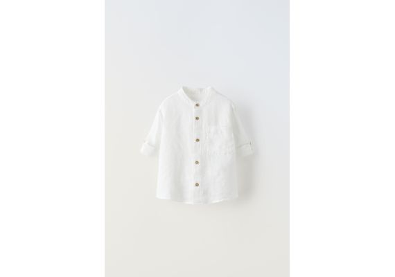 Zara Рубашка из льняно-хлопковой смеси , Цвет: Бежевый, Размер: 1½ лет (86 см)