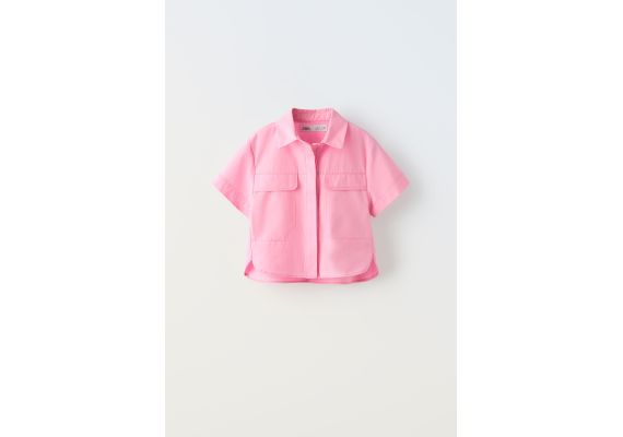 Zara Рубашка из крупной поплиновой ткани , Цвет: Розовый, Размер: 6-7 лет (120 см), изображение 4