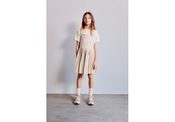 Zara   plicated pinafore dress , Цвет: Бежевый, Размер: 8 лет (128 см)