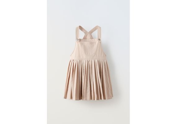 Zara   plicated pinafore dress , Цвет: Бежевый, Размер: 6 лет (116 см), изображение 3