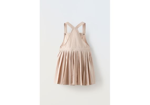 Zara   plicated pinafore dress , Цвет: Бежевый, Размер: 13-14 лет (164 см), изображение 4