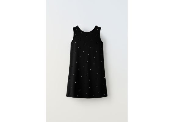 Zara Платье ponte di roma knit dress with rhinestones , Цвет: Черный, Размер: 6 лет (116 см)