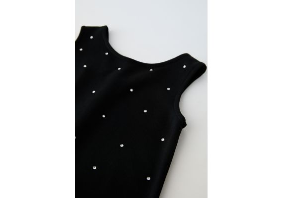 Zara Платье ponte di roma knit dress with rhinestones , Цвет: Черный, Размер: 11-12 лет (152 см), изображение 3