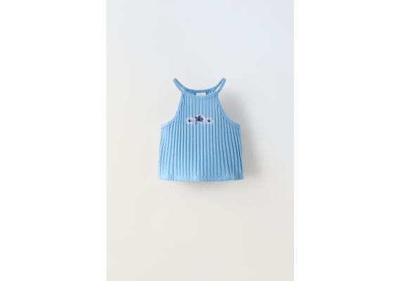 Zara Верх с ребристой текстурой с вышивкой , Цвет: Синий, Размер: 6-7 лет (120 см)