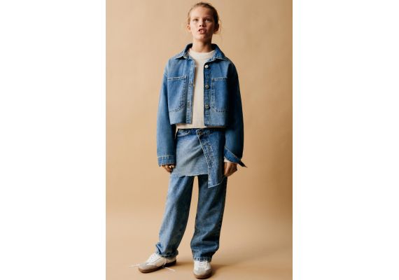 Zara Короткая джинсовая куртка , Цвет: Синий, Размер: 8-9 лет (130 см)