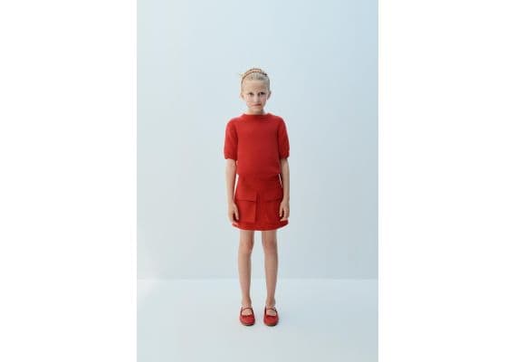 Zara Вязаный свитер с короткими рукавами , Цвет: Красный, Размер: 6-7 лет (120 см)