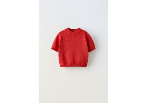 Zara Вязаный свитер с короткими рукавами , Цвет: Красный, Размер: 6-7 лет (120 см), изображение 5