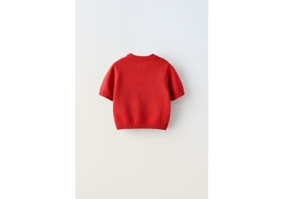 Zara Вязаный свитер с короткими рукавами , Цвет: Красный, Размер: 6-7 лет (120 см), изображение 6