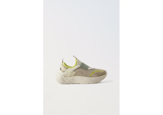 Zara Кроссовки stretch sneakers , Цвет: Зеленый, Размер: 35 (22,3 см)