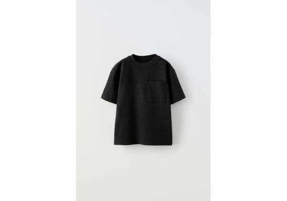 Zara Фактурная футболка с деталями кармана , Цвет: Черный, Размер: 6-7 лет (120 см)