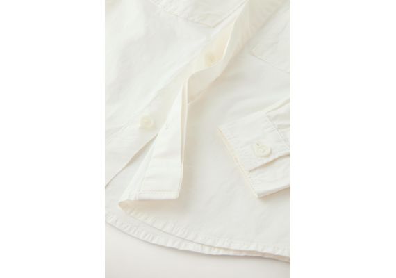 Zara Рубашка из коллекции true neutrals из ткани поплин с карманом, Цвет: Бежевый, Размер: 6-7 лет (120 см), изображение 8