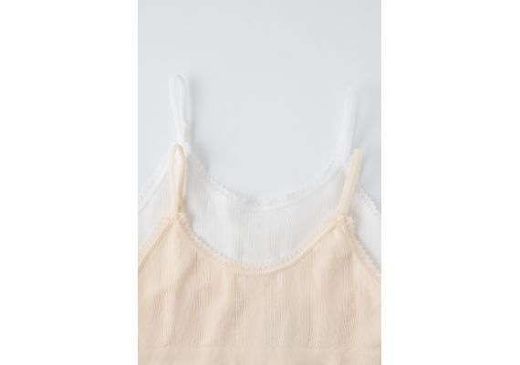 Zara 8-14 лет/ набор из двух безшовных топов , Цвет: Бежевый, Размер: 11-12 лет (152 см), изображение 2