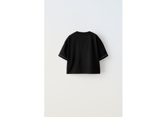 Zara Футболка с вышитым шнуром , Цвет: Черный, Размер: 8-9 лет (130 см), изображение 2