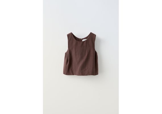 Zara  gathered top , Цвет: Коричневый, Размер: 6 лет (116 см), изображение 2