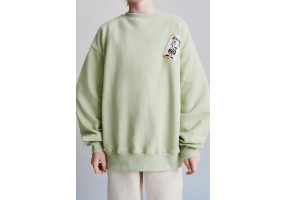 Zara   patch label sweatshirt , Цвет: Зеленый, Размер: 6-7 лет (120 см)