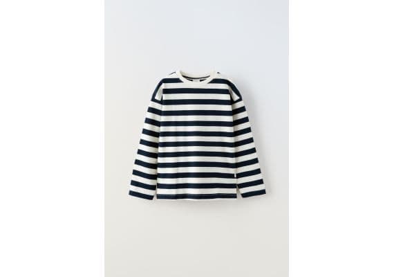 Zara Полосатая футболка тяжелого веса , Цвет: Синий, Размер: 6-7 лет (120 см)