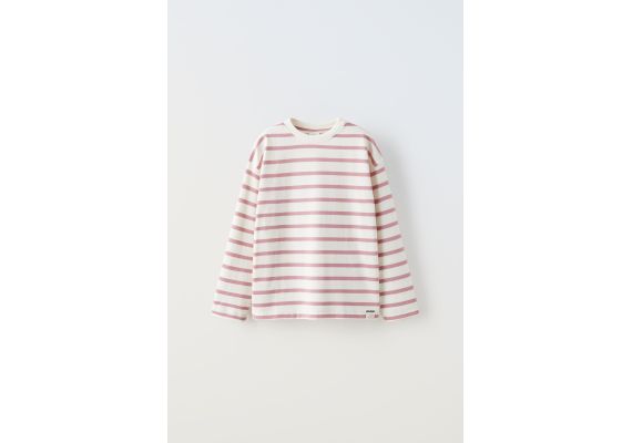 Zara Полосатая футболка тяжелого веса , Цвет: Розовый, Размер: 6-7 лет (120 см)