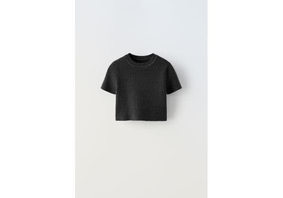 Zara Рубчатая полосатая футболка , Цвет: Серый, Размер: 6-7 лет (120 см)