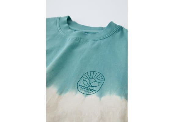 Zara Футболка с оригинальным дизайном tie-dye и вышивкой , Цвет: Синий, Размер: 9-10 лет (140 см), изображение 4