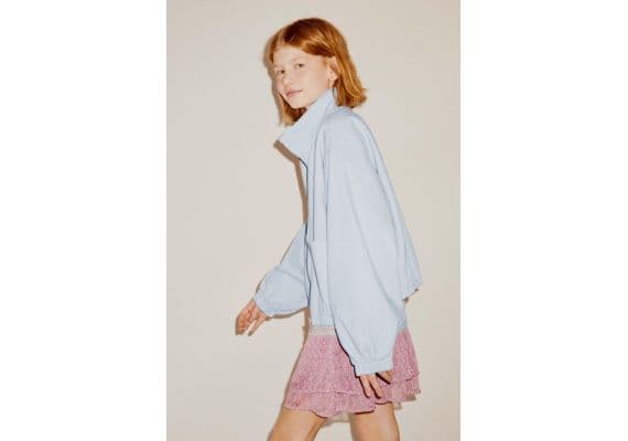 Zara Куртка из твила с вышитым лозунгом , Цвет: Синий, Размер: 6-7 лет (120 см)