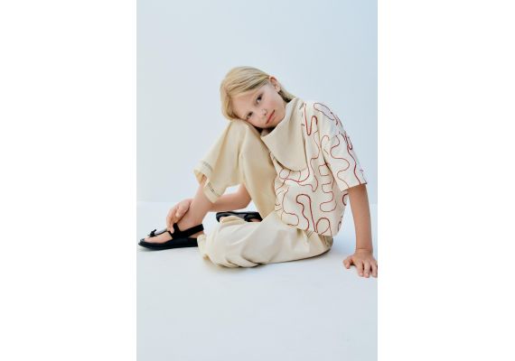 Zara Футболка с вышитыми узорами , Цвет: Бежевый, Размер: 11-12 лет (152 см), изображение 2