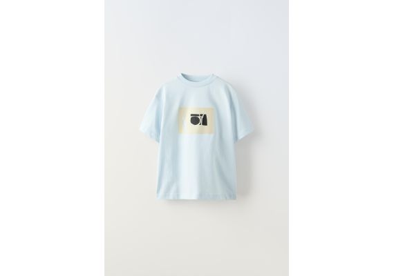 Zara Футболка с принтом в виде стаи птиц , Цвет: Синий, Размер: 6-7 лет (120 см)