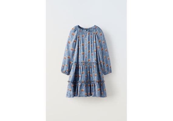 Zara Платье с цветочным принтом , Цвет: Синий, Размер: 11-12 лет (152 см)