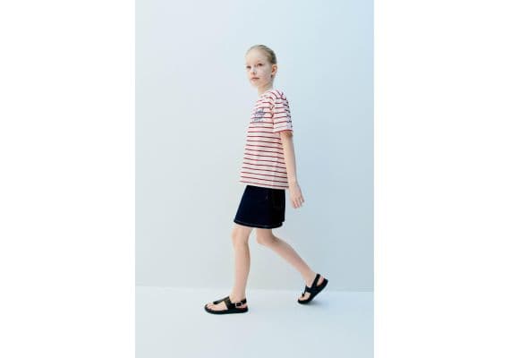 Zara Морская полосатая футболка , Цвет: Красный, Размер: 6-7 лет (120 см)