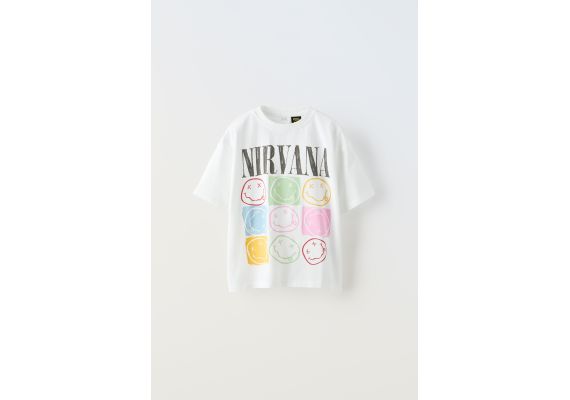 Zara Футболка nirvana ® , Цвет: Белый, Размер: 6-7 лет (120 см)