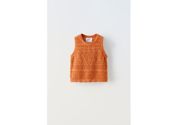 Zara Майка с открытым вязанием , Цвет: Оранжевый, Размер: 6-7 лет (120 см)