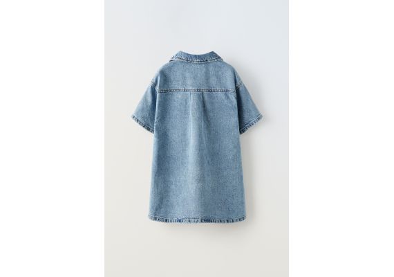 Zara Короткое джинсовое платье с карманами , Цвет: Синий, Размер: 11-12 лет (152 см), изображение 3